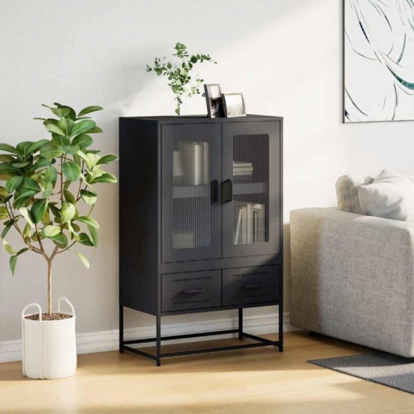 Szafka, czarna, 68x39x111,5 cm, stal