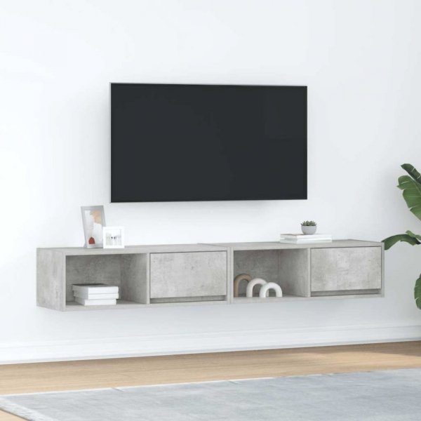 Szafki RTV 2 szt. Beton Szary 80x31x25,5 cm Drewno klejone