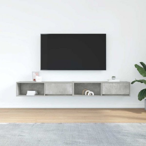 Szafki RTV 2 szt. Beton Szary 100x31x25,5 cm Drewno klejone