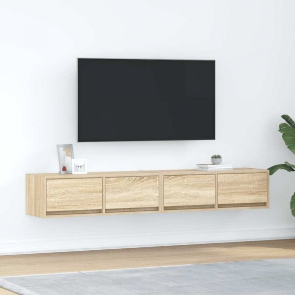 Szafki RTV 2 szt. Dąb Sonoma 80x31x25,5 cm Drewno klejone