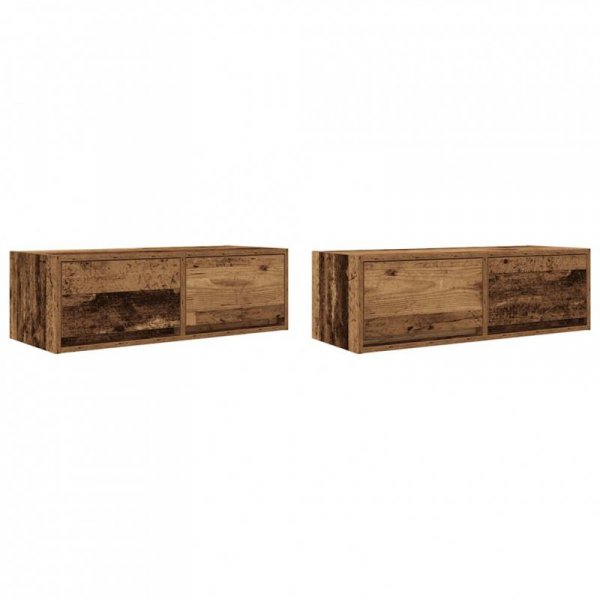 Szafki RTV 2 szt. Stare drewno 80x31x25,5 cm Drewno klejone