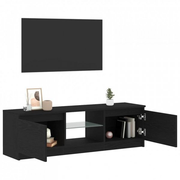 Szafka pod TV z oświetleniem LED, czarny dąb, 120x30x36 cm