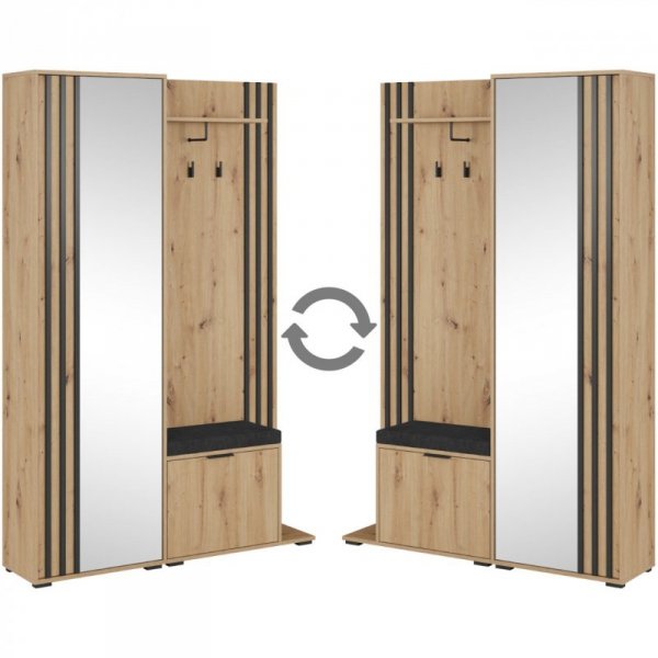 Garderoba LAILA dąb artisan / czarny
