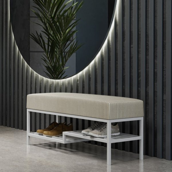 Ławka tapicerowana ARAD 80cm biały / poso 100