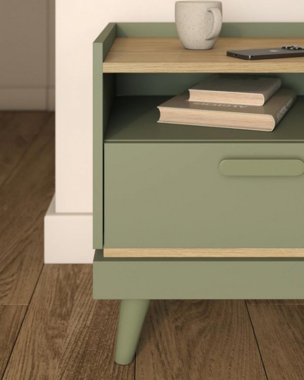 Regał CANDIS 88 zielony / dąb olejowany