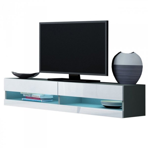 Komoda RTV 140 GOVI NEW GREY B VG12  szary / biały połysk