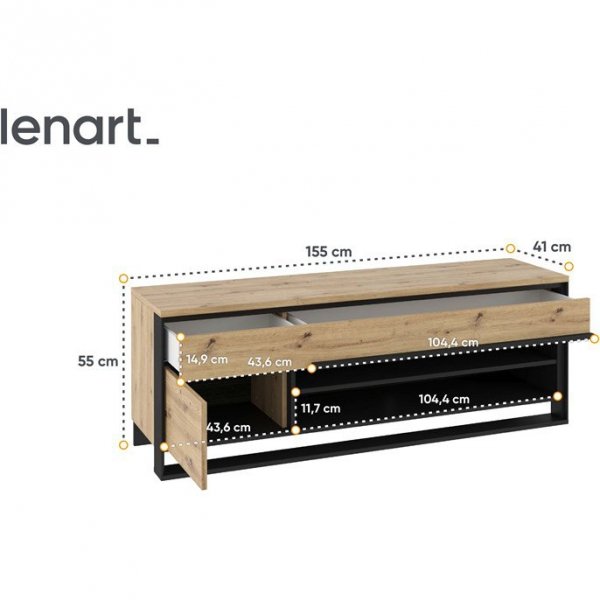 Szafka RTV QUANT QA04 dąb artisan + czarny