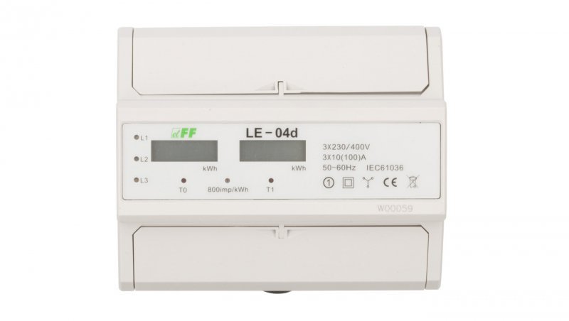 Licznik energii elektrycznej 3-fazowy 100A 230/400V z wyświetlaczem LCD LE-04D f&amp;f 5908312593379