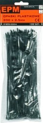 OPASKI PLASTIKOWE PA6.6 100SZT. CZARNE 200*2.5 (1 OP)
