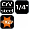 Końcówka TORX TX27 na nasadce 1/4, krótka, 37 mm