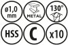 Wiertła do metalu Baildon BASIC DIN 338 RN NWKa 1 mm, HSS (S), 34-12 mm, wielokrotność 10
