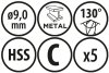 Wiertła do metalu Baildon BASIC DIN 338 RN NWKa 9 mm, HSS (S), 125-81 mm, wielokrotność 5