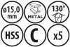 Wiertła do metalu Baildon BASIC DIN 338 RN NWKa 15 mm, HSS (S), 169-114 mm, wielokrotność 5
