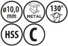 Wiertła do metalu Baildon BASIC DIN 340 RN NWKb 10 mm, HSS (S), 184-121 mm, wielokrotność 5