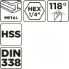 Wiertło do metalu Hex 5.5 mm, 2 szt.