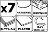 Otwornice do drewna 26 - 63 mm, h 25 mm zęby hartowane, zestaw 7 szt.