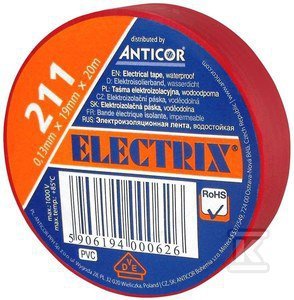 TAŚMA IZOL.19X20 CZERWONA ELECTRIC 211P (SZT)