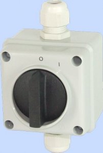 ŁĄCZNIK KRZYWKOWY 0-1 3P 12A IP65 ŁUK E12-13 W OBUDOWIE (1 SZT)
