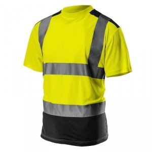 KOSZULKA T-SHIRT OSTRZEGAWCZY CIEMNY DÓŁ ŻÓŁTY M (1 SZT)