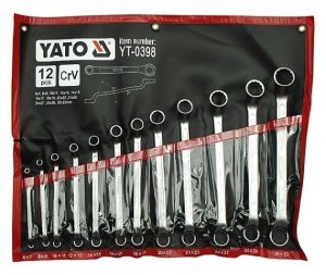 KOMPLET KLUCZY OCZKOWO-ODGIĘTYCH 12-CZĘŚCI 6-32MM POLEROWANE (1 KPL)