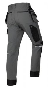 Spodnie robocze Mix&Match, 4 way stretch, z kaburami, Cordura, szaro-czarne, rozmiar XL
