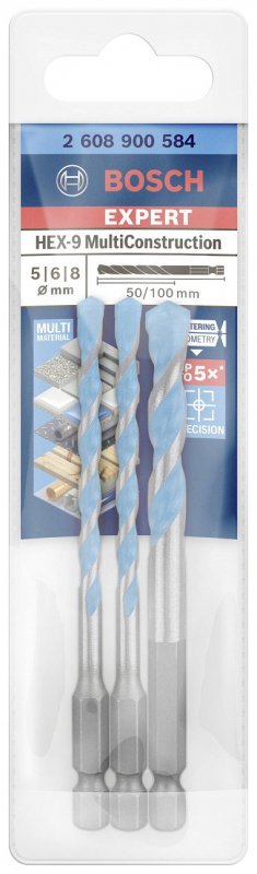 ZESTAW WIERTEŁ EXPERT MULTICONSTRUCTION HEX-9 SET 3PC (1 SZT)