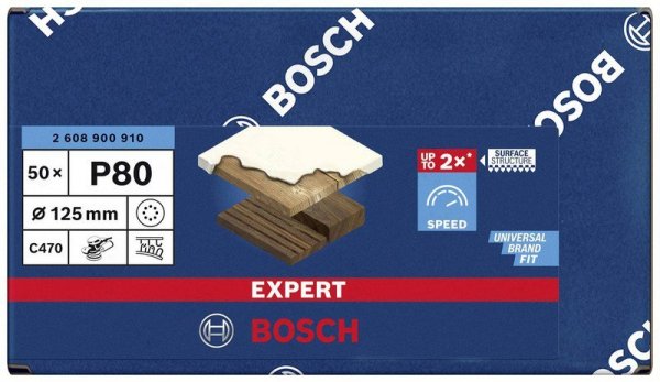 KRĄŻEK ŚCIERNY EXPERT EXC470 125MM P80 8OTW. (50 SZT)