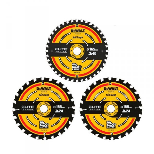PIŁA TARCZOWA DO DREWNA ELITE 2*165MM 24Z + 165MM 40Z 3-PAK (1 OP)