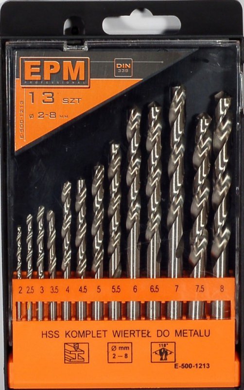ZESTAW WIERTEŁ HSS DO METALU 2-8MM 13SZT. (1 KPL)