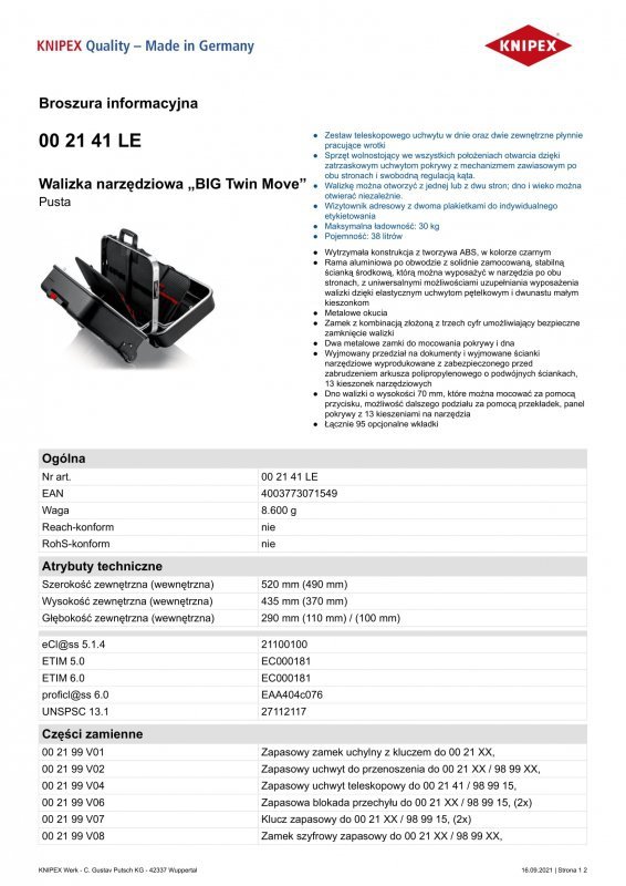 WALIZKA NARZĘDZIOWA DLA ELEKTRYKÓW (1 SZT)