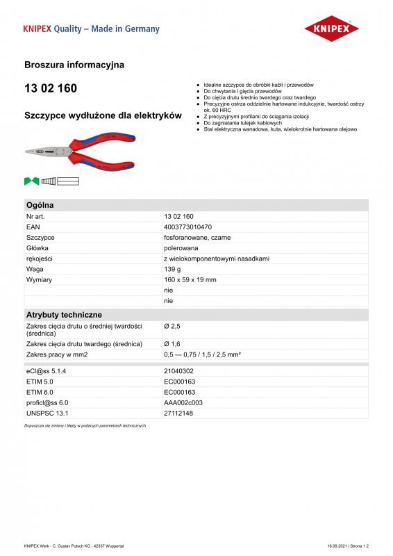 SZCZYPCE DLA ELEKTRYKÓW 4W1 160MM (1 SZT)