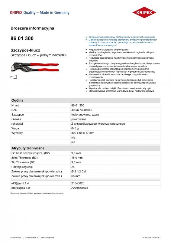 SZCZYPCE-KLUCZ OKSYDOWANE 300MM (1 SZT)