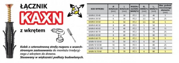 KOŁEK ROZPOROWY Z NACIĘCIEM KRZYŻOWYM 6/3.5*60MM (2 STO)
