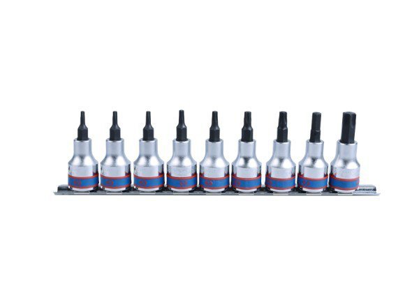 KPL.NASADEK TORX 3/8&#039;&#039; 9 CZĘŚCI T10-T50 SZYNA (1 KPL)