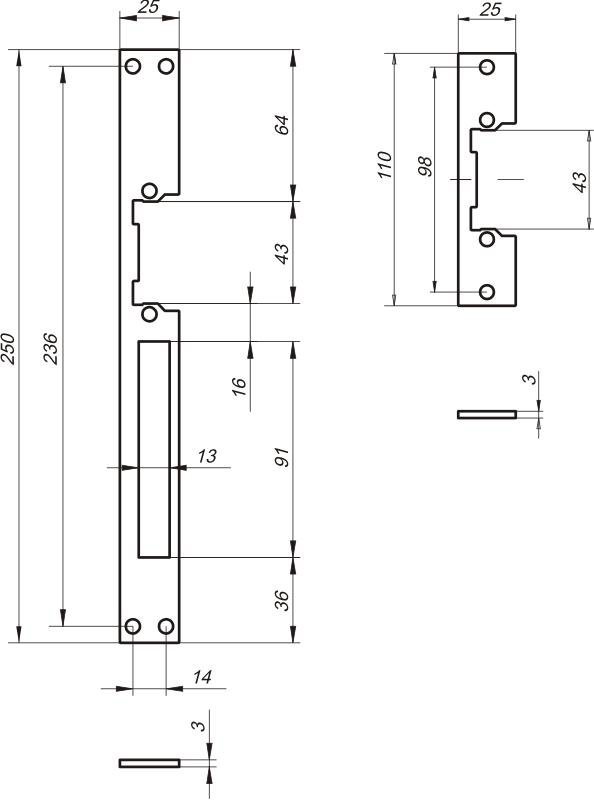 ZACZEP PŁASKI DO ELEKTROZACZEPU RE54 SZEROKOŚĆ 25MM MODEL L (1 SZT)