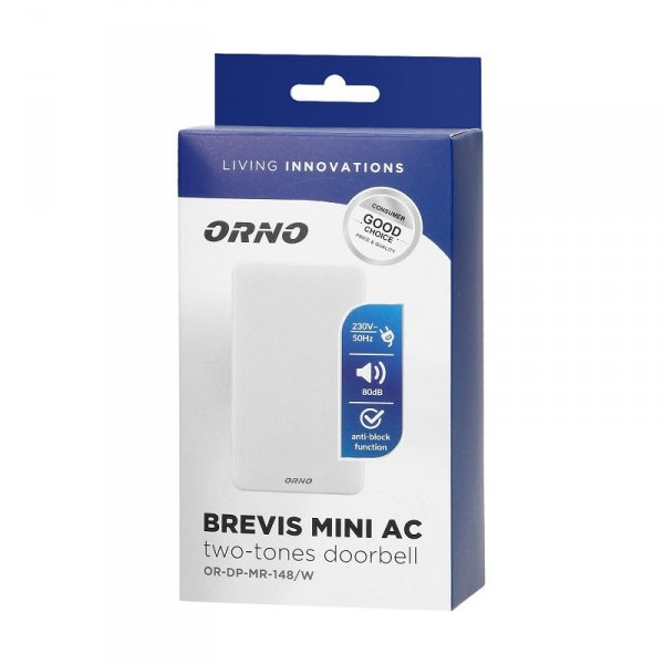 DZWONEK ELEKTROMECHANICZNY DWUTONOWY 230V BIAŁY BREVIS MINI (1 SZT)