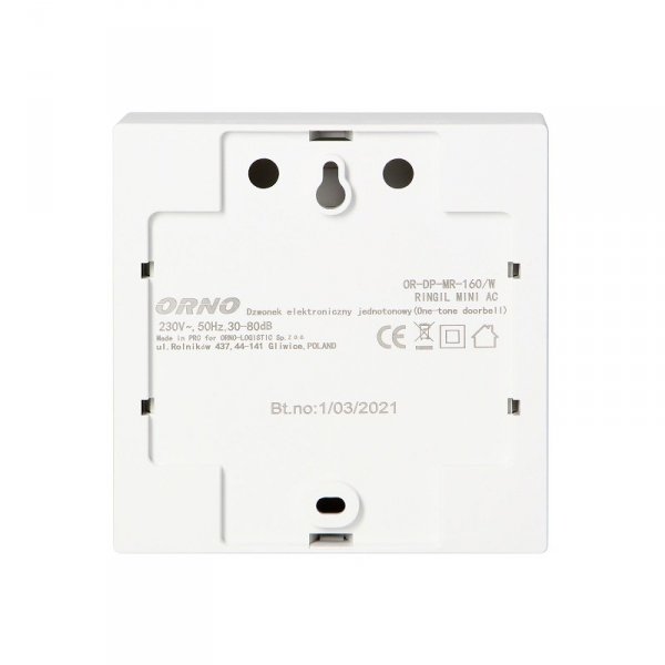DZWONEK ELEKTRONICZNY JEDNOTONOWY 230V BIAŁY RINGIL MINI (1 SZT)