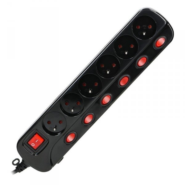 LISTWA ZASILAJĄCA &#039;MULTISWITCH&#039;, 6X2P+Z, KABEL 3X1,0M CZARNY (1 SZT)