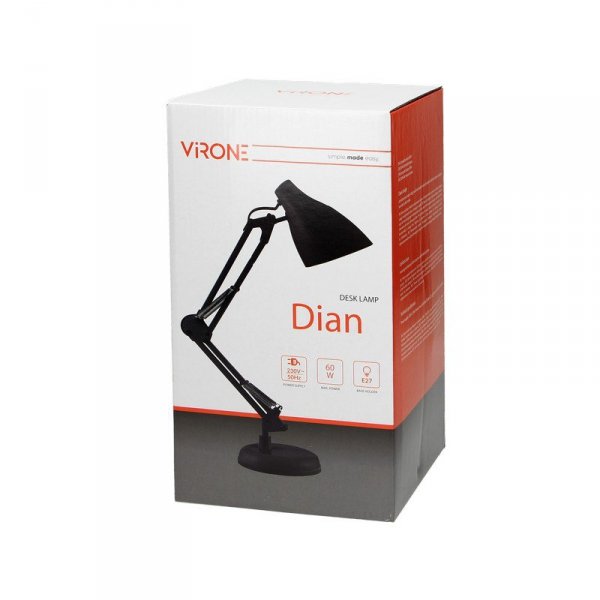 LAMPA BIURKOWA DIAN 60W E27 STAL, CZARNA (1 SZT)