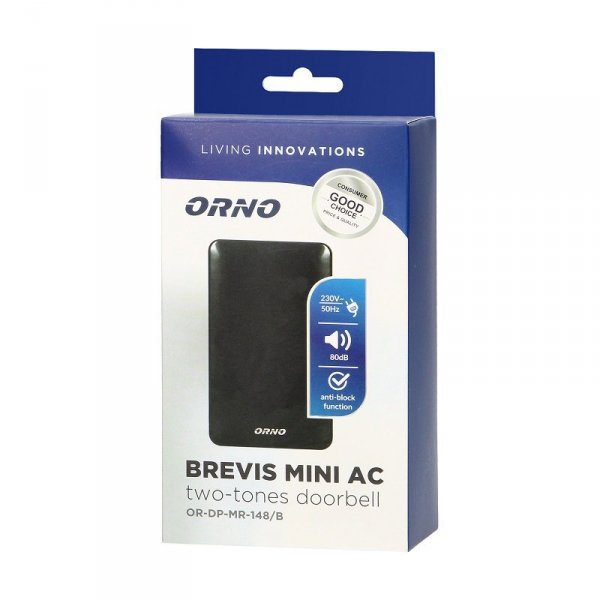 DZWONEK GONG DWUTONOWY 230V BREVIS MINI CZARNY (1 SZT)