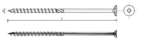 WKRĘT DO DREWNA Z ŁBEM STOŻKOWYM NA TORX 10*180MM T40 (50 SZT)