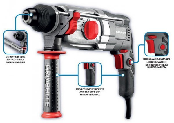 MŁOTOWIERTARKA SDS+ 900W WALIZKA (1 SZT)