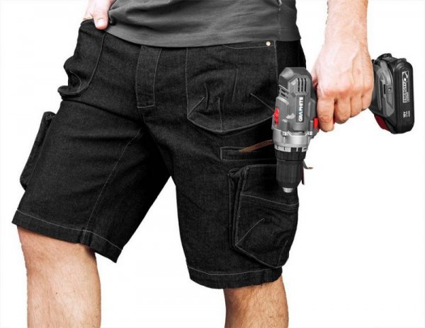 KRÓTKIE SPODENKI ROBOCZE DENIM, CZARNE L (1 SZT)