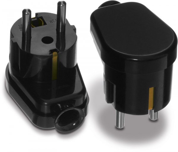 WTYCZKA KĄTOWA ROZBIERALNA UNI-SCHUKO, 2P+Z 16A, 250V CZARNA (1 SZT)