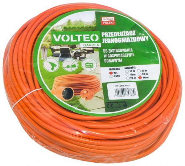 PRZEDŁUŻACZ OGRODOWY 10M PRZEWÓD H05VV-F 2*1MM (1 SZT)