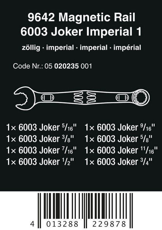 ZESTAW KLUCZY PŁAS.-OCZK. Z GRZECH. 6003 JOKER 1+LISTA MAGN. (1 KPL)