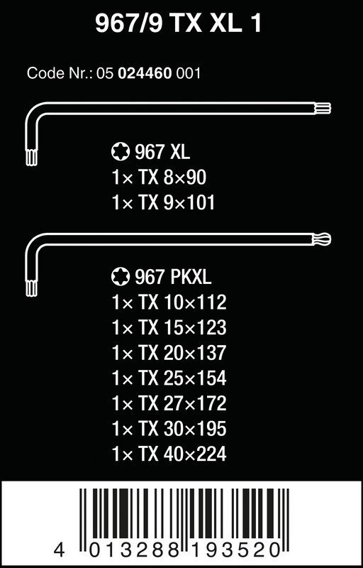 ZESTAW KLUCZY TRZPIENIOWYCH TORX, DŁUGICH, 9CZĘŚĆ (1 KPL)
