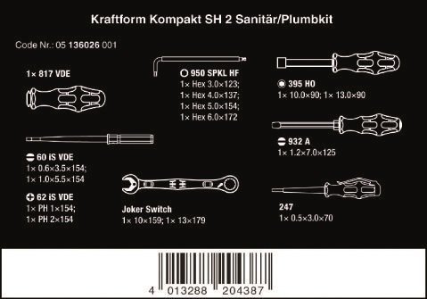 ZESTAW NARZĘDZI WKRĘTAKOWYCH KRAFTFORM KOMPAKT SH, 15CZ. (1 KPL)