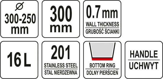 WIADRO / POJEMNIK ZE STALI NIERDZEWNEJ 16L. (1 SZT)