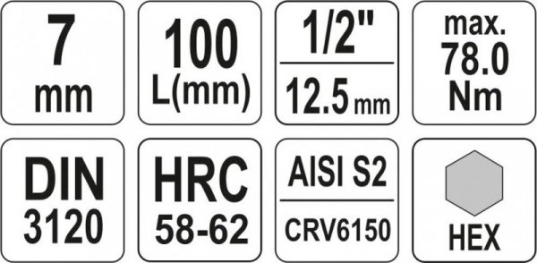 KLUCZ TRZPIENIOWY 1/2&#039;&#039;HEX 7MM L100MM (1 SZT)